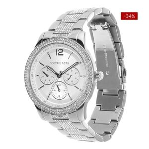Michael Kors MK7294 Oversized Tibby Pavé‎ Silver-Tone Watch